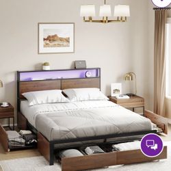 Queen Size Storage Drawer Bed