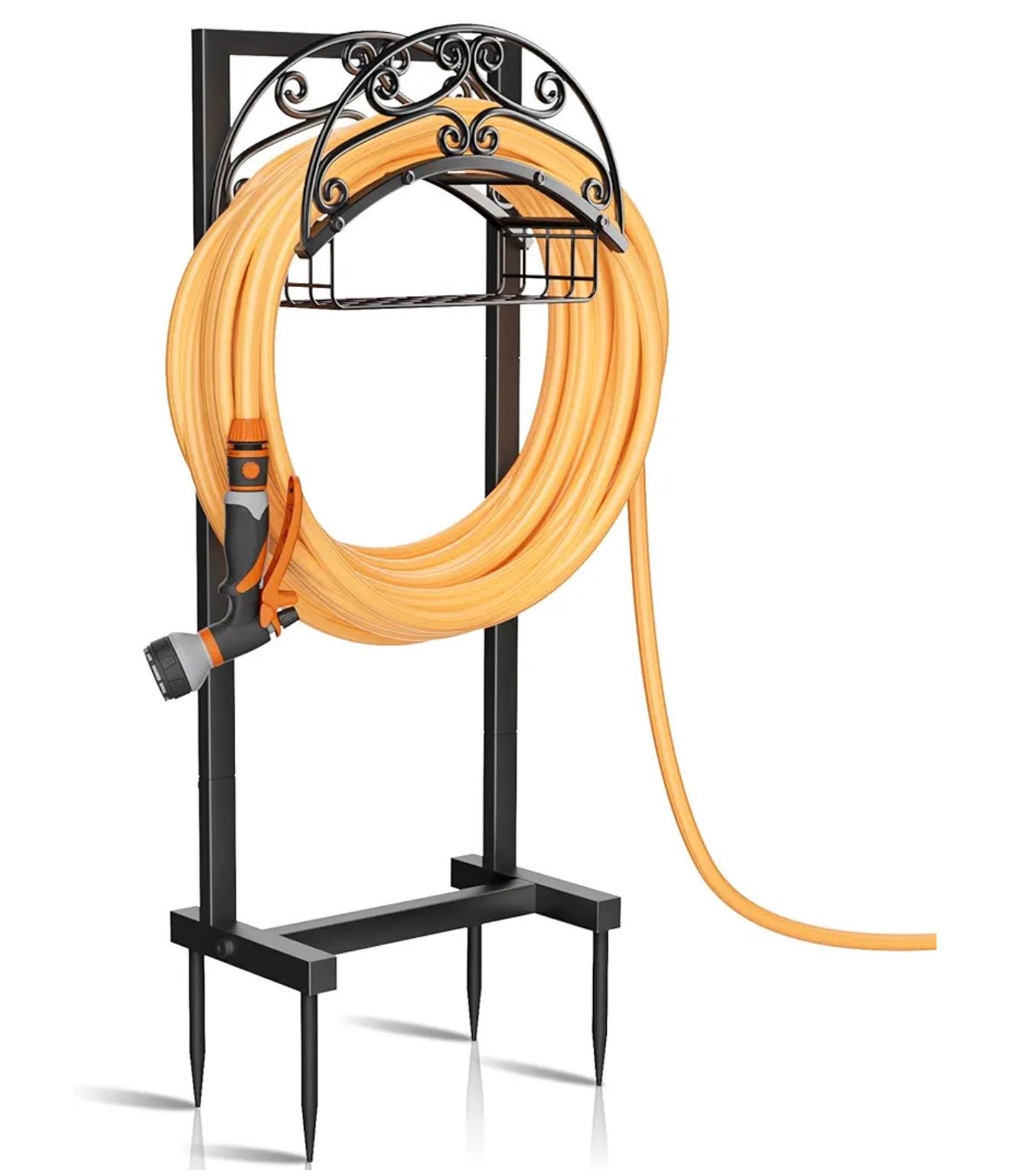 Garden Hose Holder - Upgraded Water Hose Holder Holds 151-feet Hose, Heavy Duty Metal Hose Stand Sturdy Freestanding Hose Hanger, Detachable Garden Ho