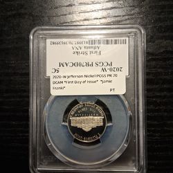 2020 W Proof Jefferson Nickel  PR70 Signed by Jamie Franki