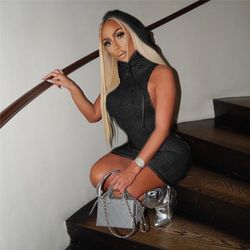 Black Sweater Dress With Hoodie 