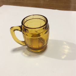 Vintage Amber Glass Whisky Barrel Shot Glass 