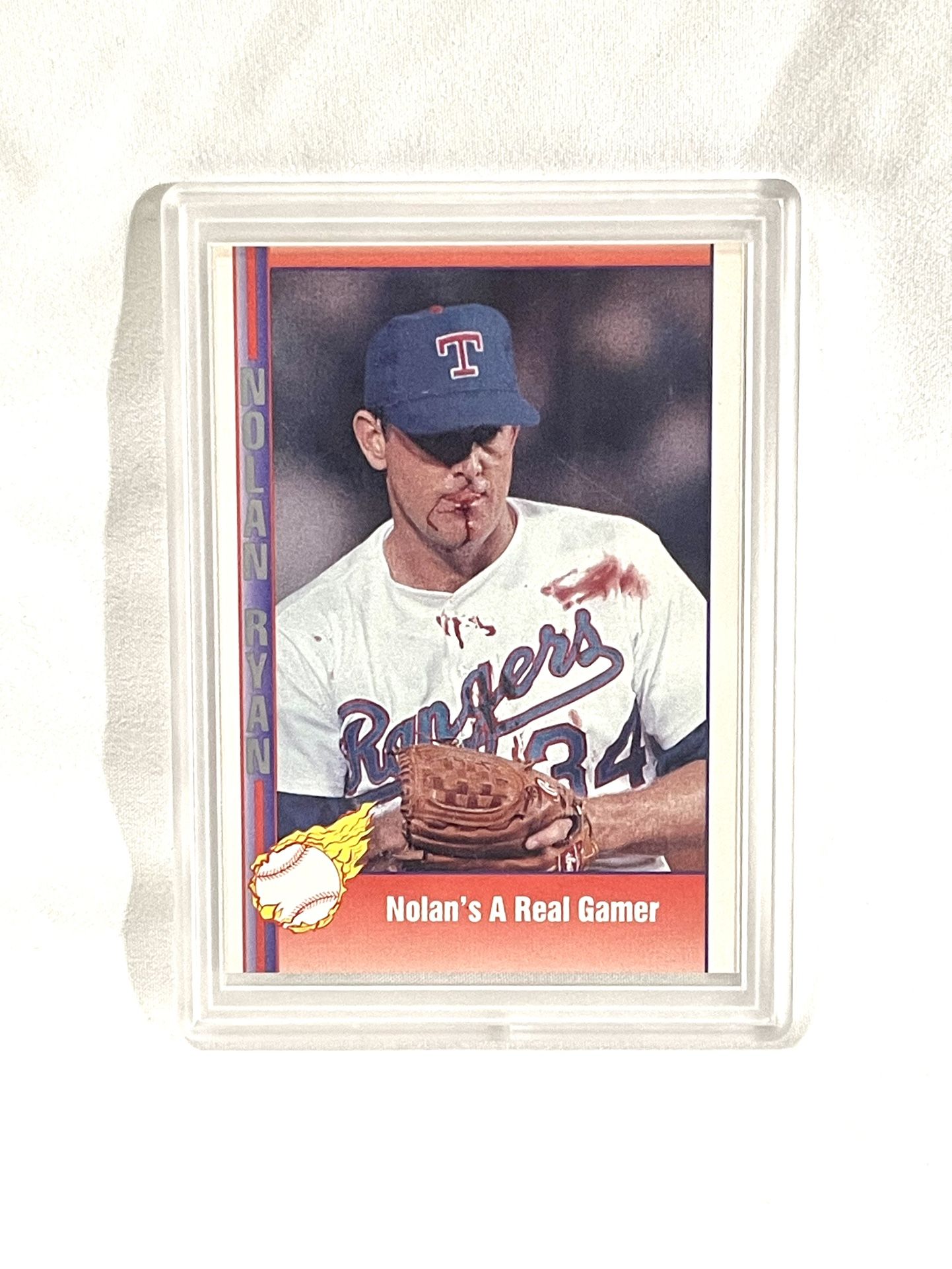 Mid Condition 1991 Pacific #92 (Nolan Ryan) “ Nolan’s Real Gamer Blood Face) Baseball Trading Card. Valued At $125. Just needs to be graded.