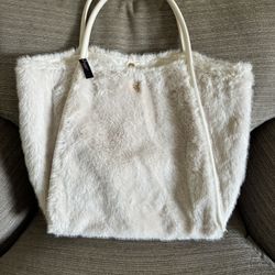 white fur victoria secret bag 