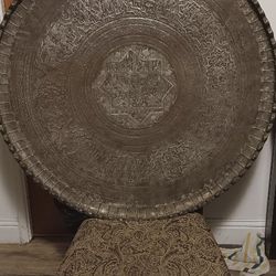 38 Inch Hand Hammered Brass Plate. 