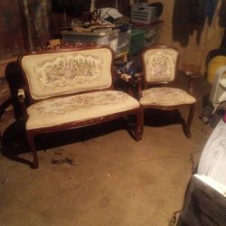 Vintage Loveseat Bench and Chair