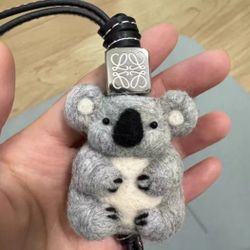 New Loewe Koala Charm Handmade Wool Felt Leather Limited Edition