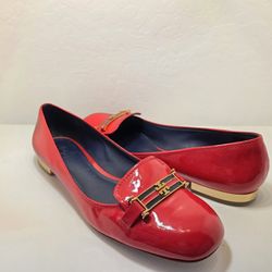 Tory Burch Red Patent Leather Loafers 10.5 