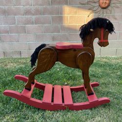 Vintage Handmade Wooden Rocking Horse