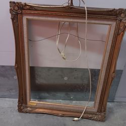 Vintage Wood Art Frame w/light