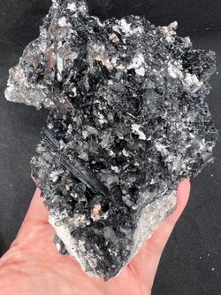 Black tourmaline with quartz inclusions, Madagascar