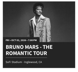 Bruno Mars Romantic Tour Sofi Stadium