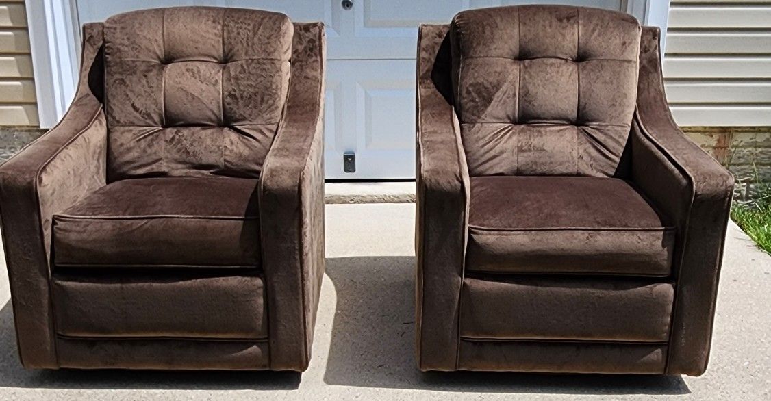PAIR Of Taupe Genuine La-Z-boy Swivel/Rocking Chairs