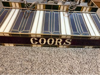 Vintage Coors Beer Stained Glass Pool Table Hanging Light