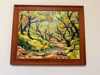 Framed Forest Landscape Painting