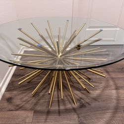 West Elm Starburst Coffee Table With 48” Glass Top, Price Is Firm 