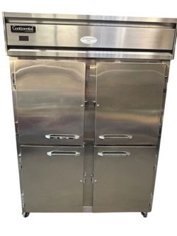 4 Split Door Refrigerator Continental 2RE-SS-HD NSF Cooler With Tray Slides On Wheels #4503