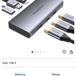 USB C Docking Station 3 Monitors 4K@30Hz, Newmight 7 in 1 Laptop Docking Station with 3 HDMI, 100W PD, USB C 2.0, 2 USB A, USB C to HDMI Extended Disp