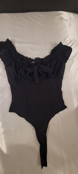 Women’s Off Shoulder Tie In Front Thing Bodysuit Size Small