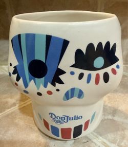 Don Julio Tequila limited edition ceramic sugar skull mug designed by artist Claudio Limon