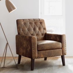 Brown Faux Leather Accent Arm Chair