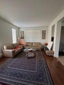 Couch, loveseat, two ottomans