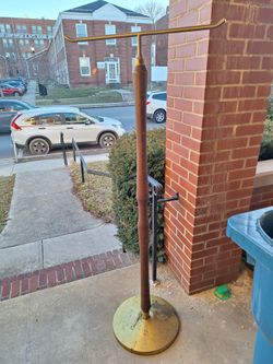 VTG  Brass & Wood Heavy Duty Store Coat Hanger