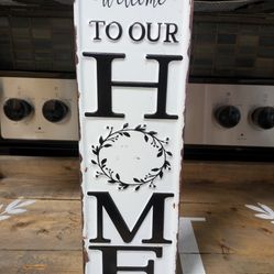 New White & Black Metal Home Sign 15.75 X 4.5