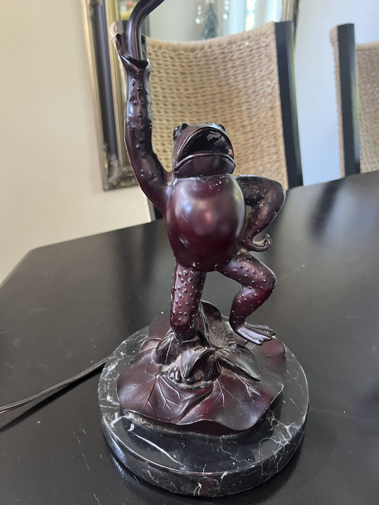 Marble And Glass Frog Table Lamp