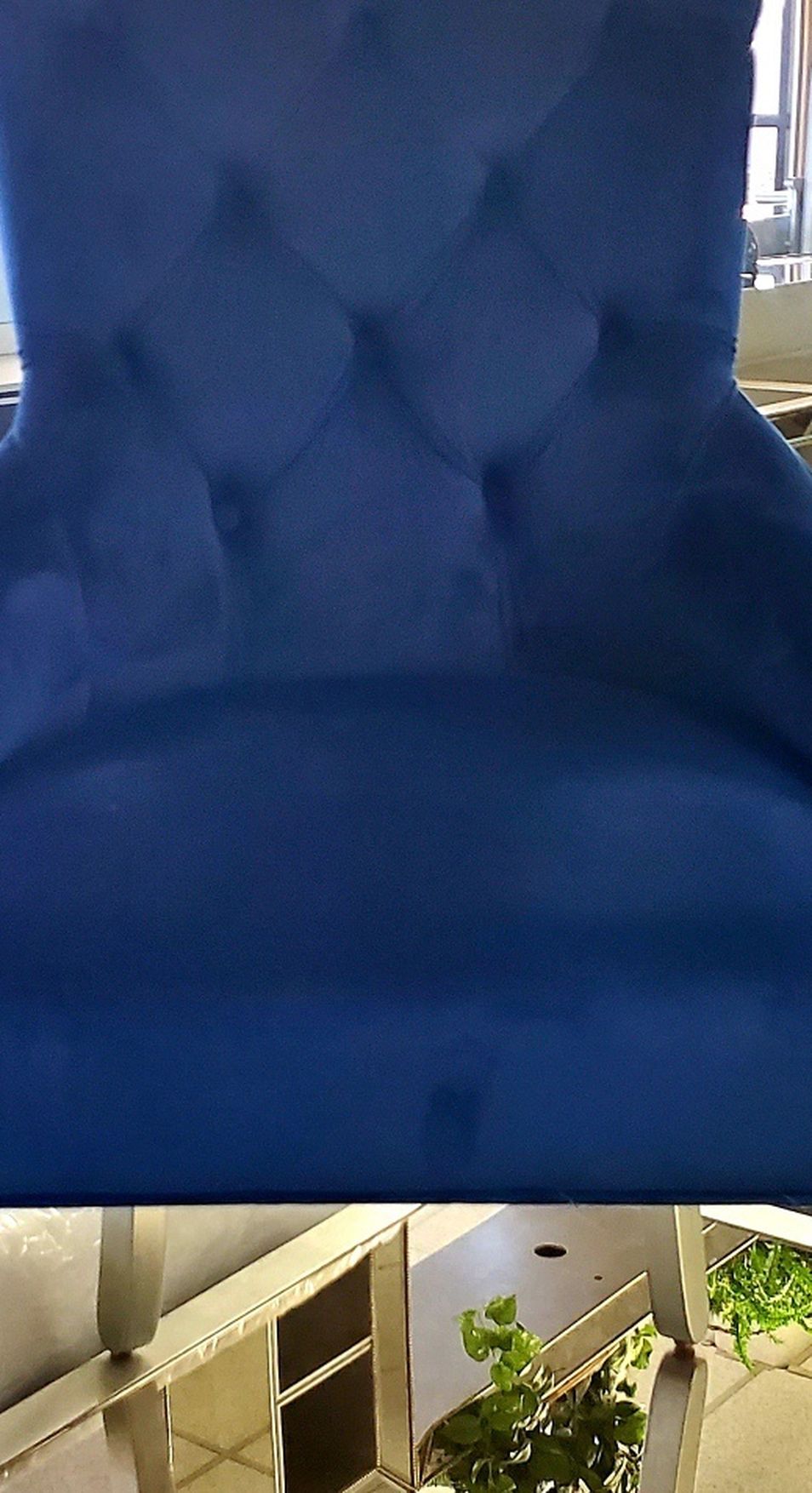 Velvety Soft Blue Dinning Or Accent Chairs With Stainless Steel Legs