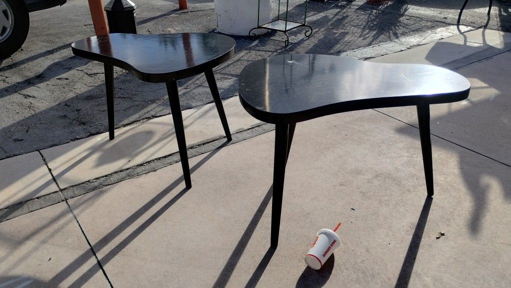 Original 1950s Pair Art Deco Side Tables Mid Century Modern Eames Period