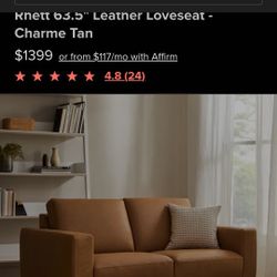 Rhett Leather Loveseat By Article