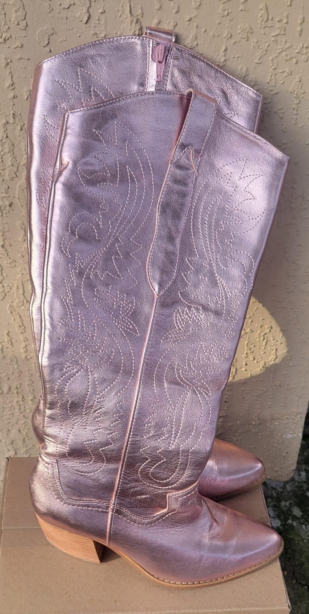 Pink Chrome Cowgirl Boots
