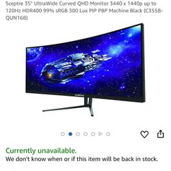 Curved ultrawide monitor Sceptre 35 inch