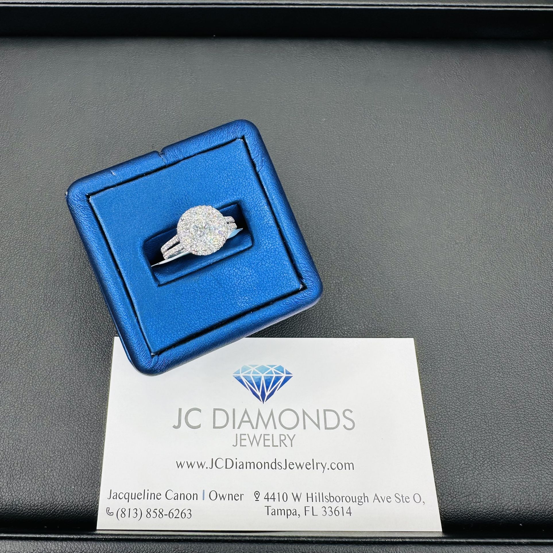 Ring Engagement 14k Gold White Gold Round Diamonds