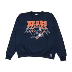 Vintage Chicago Bears Sweatshirt Mens XL Blue Crewneck Pullover AOP Big Logo 7