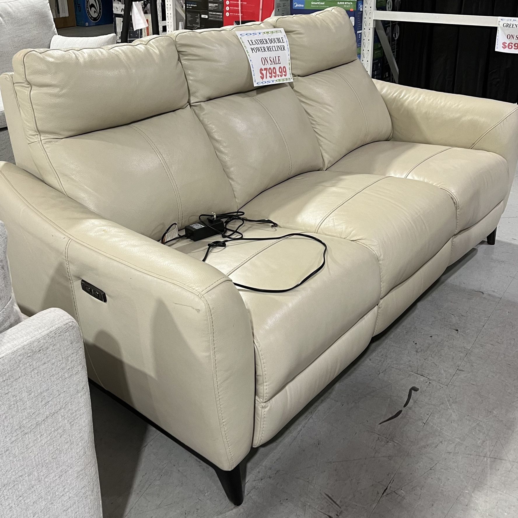 LEATHER DOUBLE POWER RECLINER $799.99