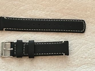 Barton Black Leather Watch Band 19 mm