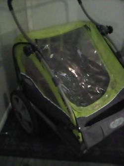 Green Bike Trailer with Rain Cover