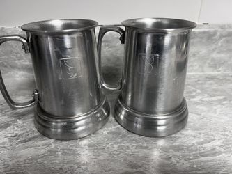 Vintage Playboy Aluminum Stein with Glass Bottom Beer Tankard Mug Lot of 2