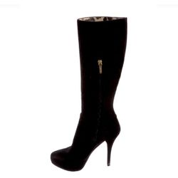 Dolce & Gabbana Black Suede Stiletto Boots Knee High Size 7.5 Fits  6.5/7 (Runs Small) 