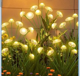 2PK 12 LED Solar Garden Lights Outdoor, Mushroom Solar Lights Outdoor, IP65 Waterproof Firefly Light Outside Decor for Patio Pathway, Sway by Wind for