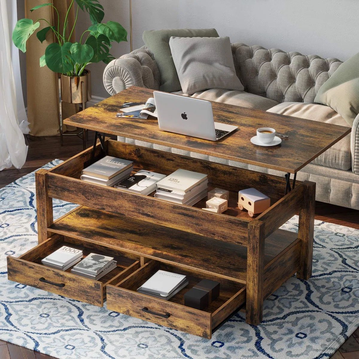 Coffee table lift top