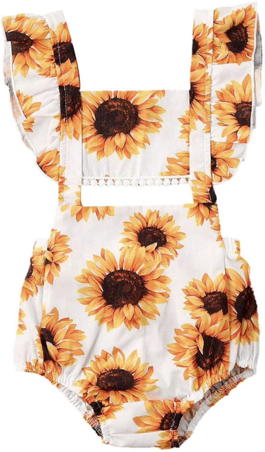 2Pcs Newborn Baby Girl Leopard Ruffles Sleeve Bodysuits Jumpsuit Clothes Romper (Sunflower, 18-24 Months)