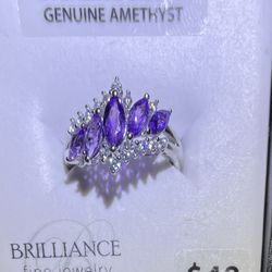 Amethyst and White CZ Marquise Ring