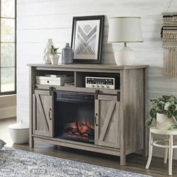 Modern Farmhouse Fireplace TV Stand for TVs up to 50", Rustic Gray Finish