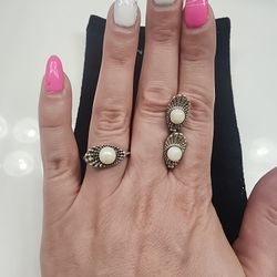 Rare Vintage Soviet USSR Jewelry Set, Pearl Earrings & Ring, 875 silver with Hammer and Sickle Stamp