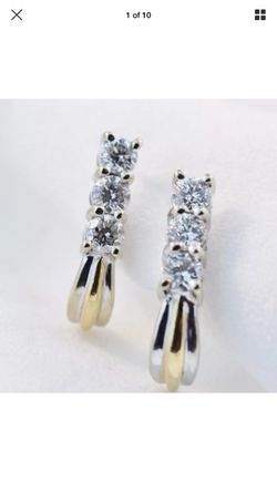 14k yellow and white gold drop earrings with diamonds