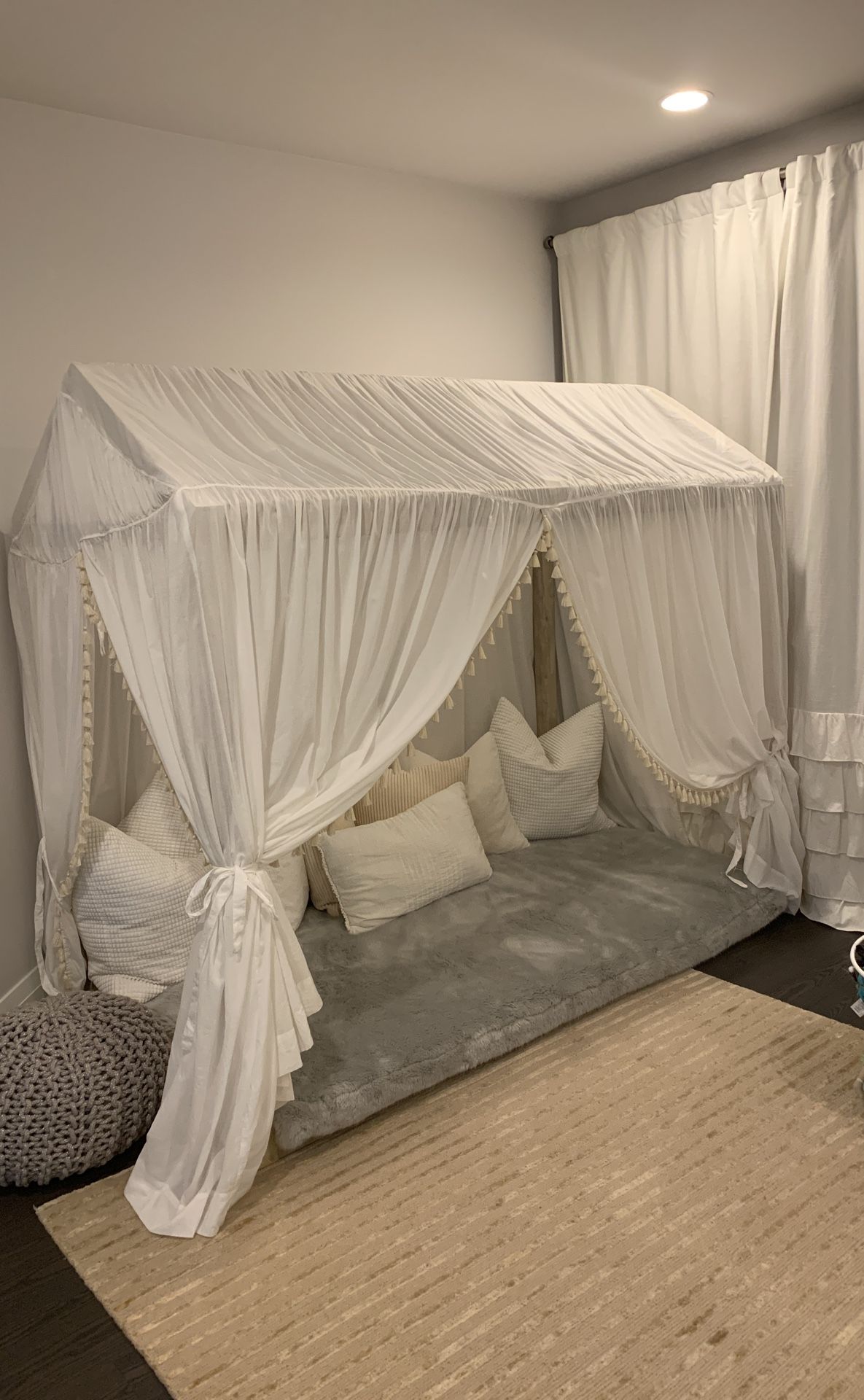 Restoration Hardware Cole Twin Platform Bed (w/ tassel voile canopy)