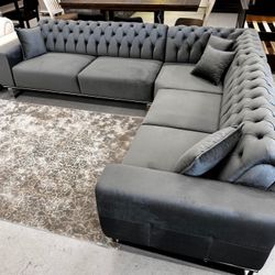 AP- Luxury Gray Sectional, Living Room/ Financing & Delivery 