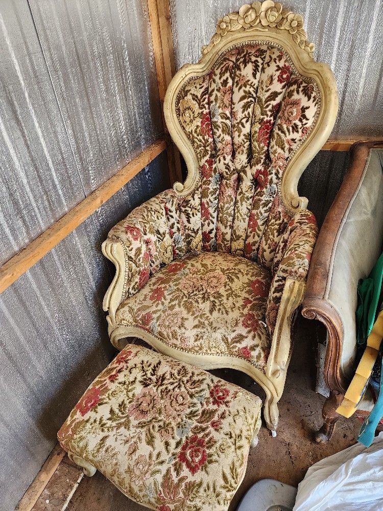 Antique chair and Footstool 